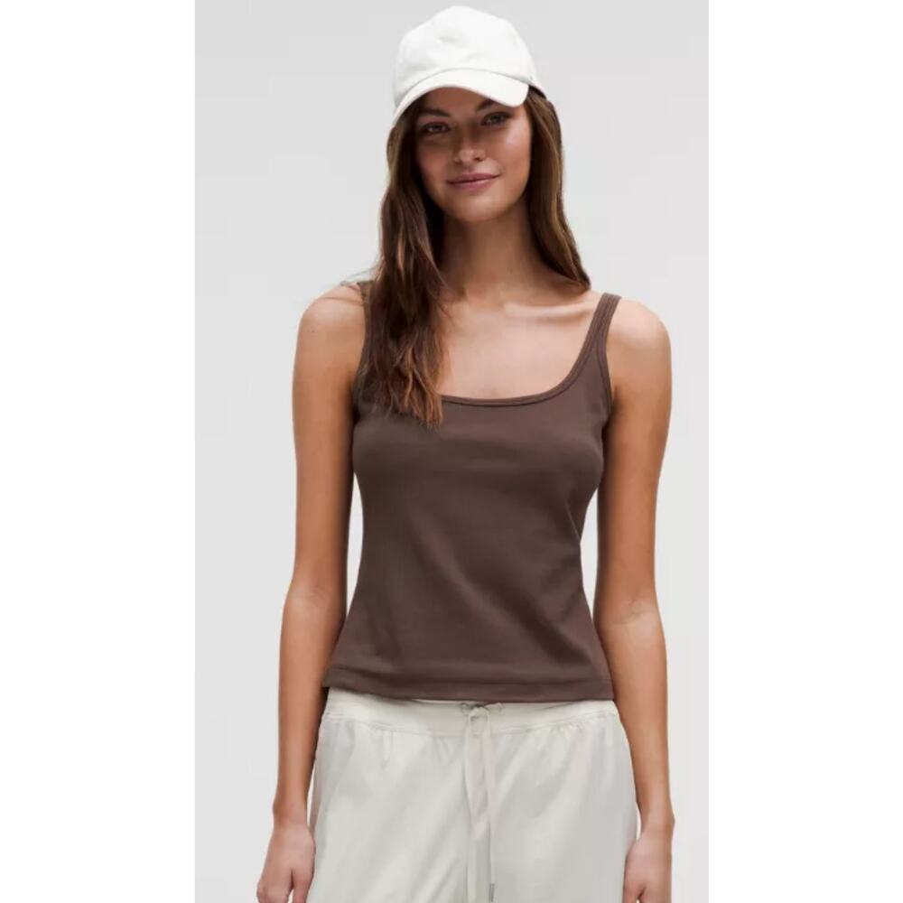 NWT Lululemon Slim-Fit Stretch Cotton Tank Top espresso large L aus only